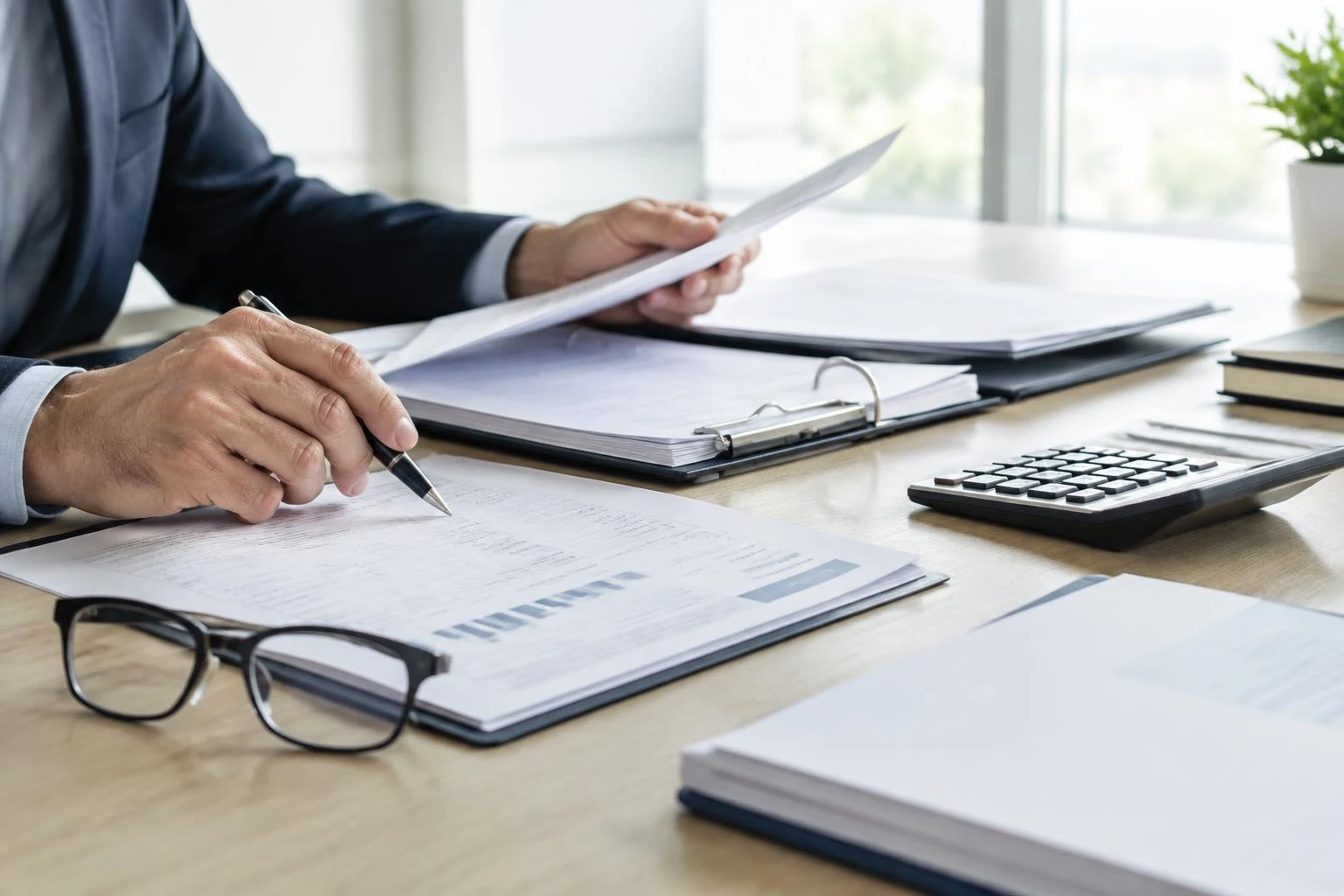 Financial records and business documents being reviewed for accountability.